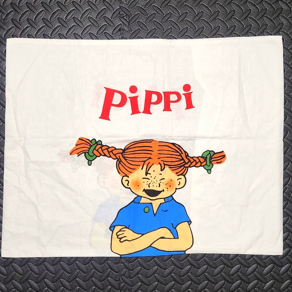 Vintage Pippi Longstocking Pillowcase 80s 90s Astrid Lindgren 100% Cotton